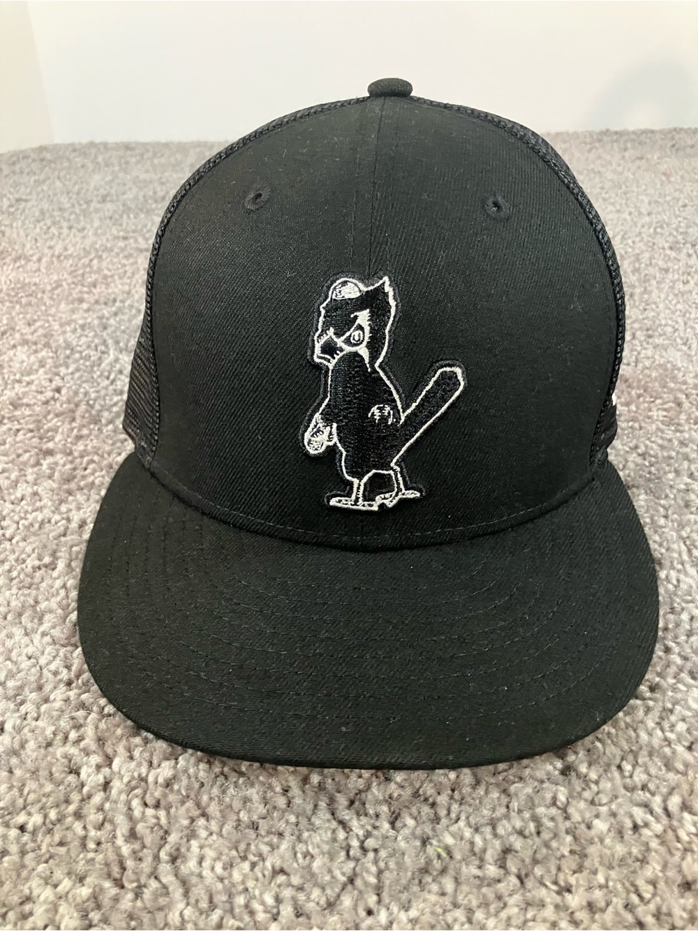 St Louis Cardinals New Era 59FIFTY Fitted Size 7 1/8 Black Mesh Trucker Hat